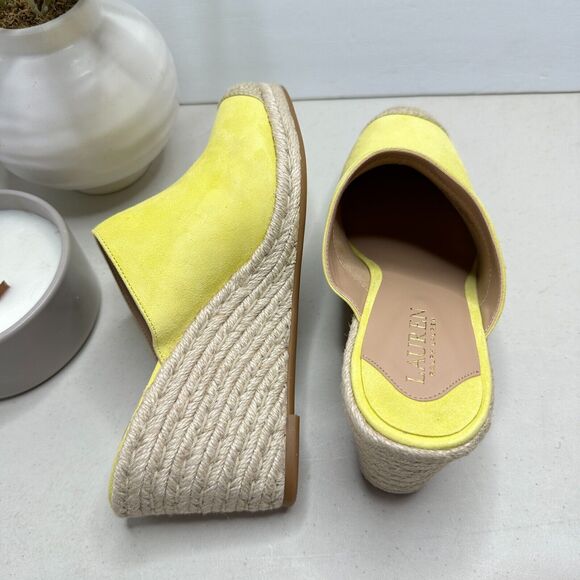 Lauren Ralph Lauren Pennie Espadrille Wedge Pumps Leather Yellow Women 8 NWOB - Picture 7 of 11